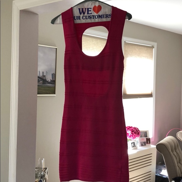 Hot Pink Dress with Open back - Picture 2 of 4
